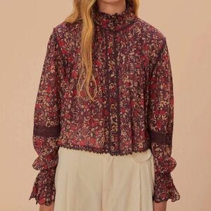 FARM Rio Floral Blouse - Red and Purple